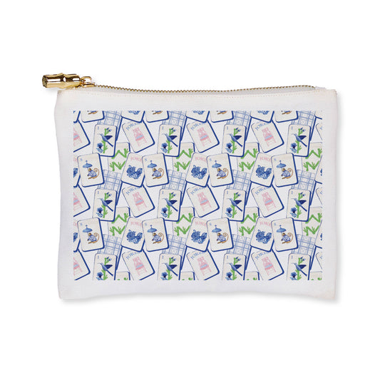 Blue Mahjong Zip Bag