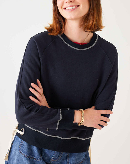 Navy Frenchie Tie Side Sweatshirt