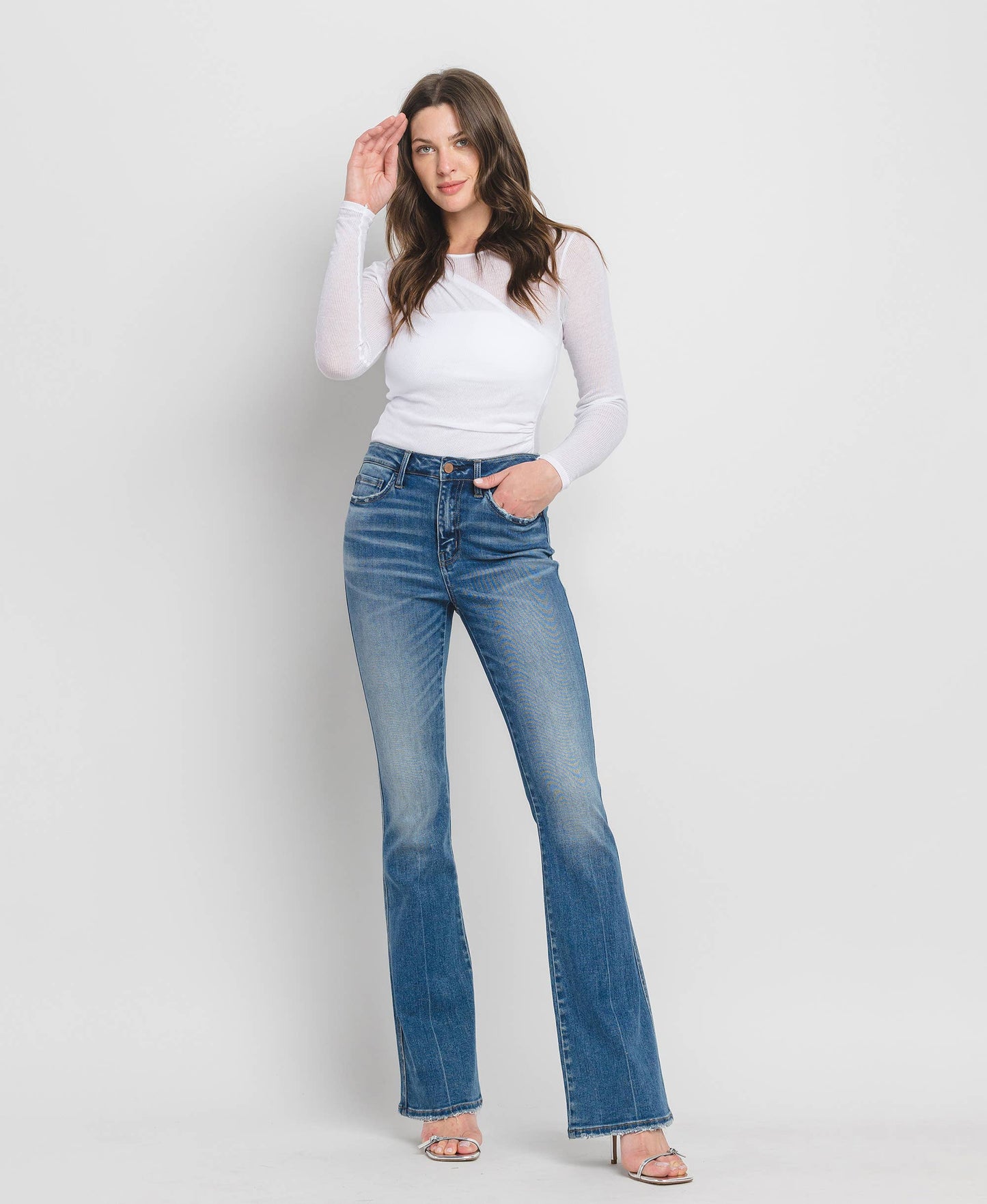 High Rise Full Length Bootcut Jeans F5099