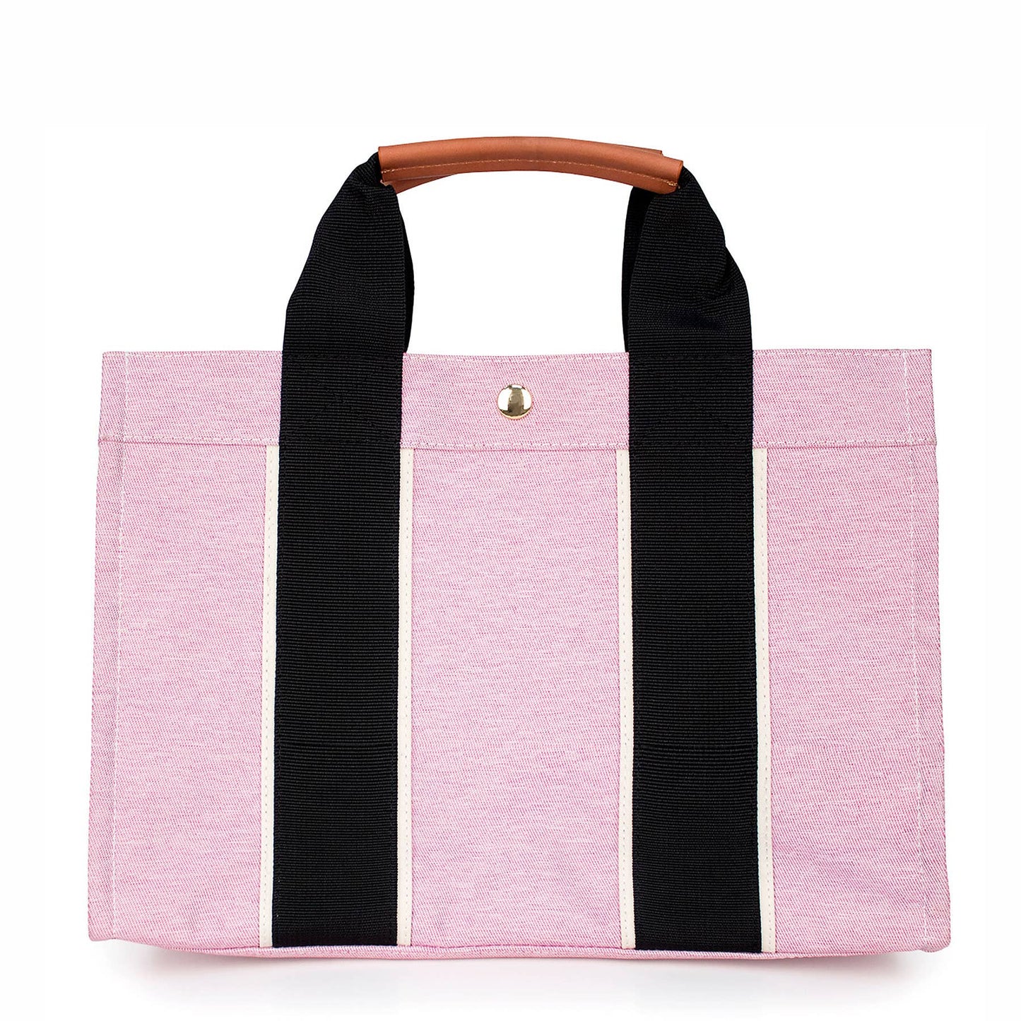 "Kylie" Pink Nylon Tote with Leather Accents