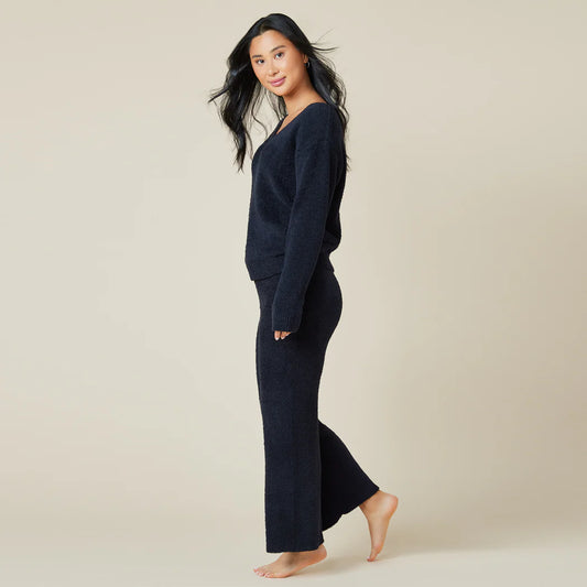 Black Marshmallow V-Neck Lounge Set