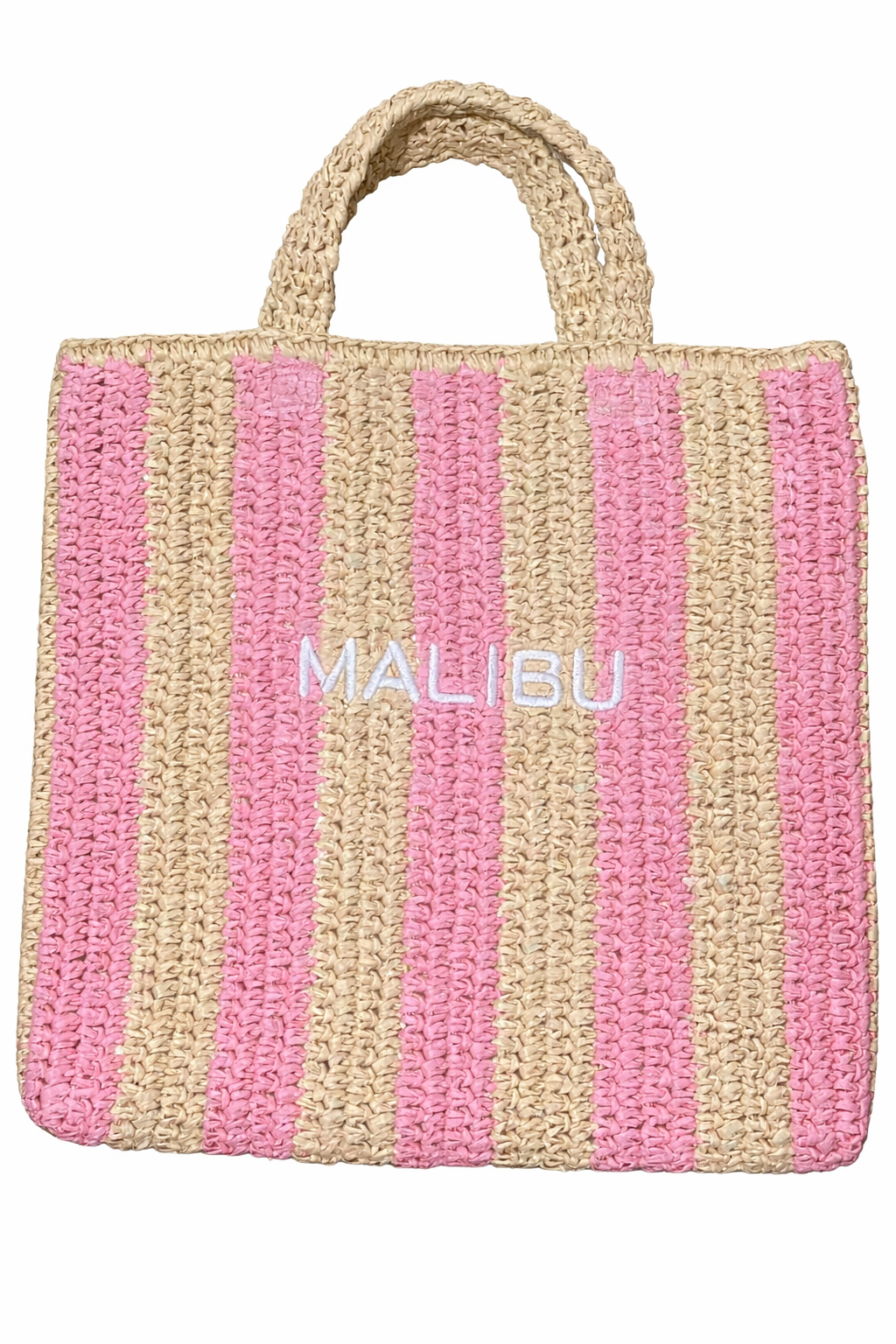 Pink Malibu Raffia Tote Bag