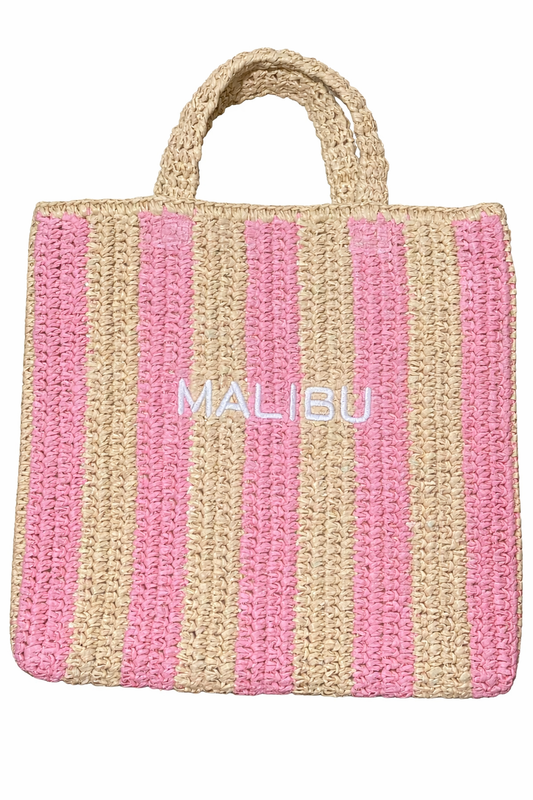 Pink Malibu Raffia Tote Bag