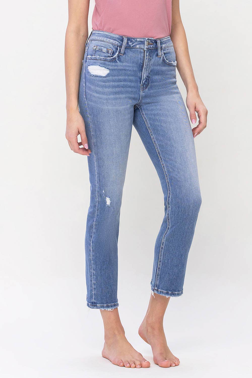 High Rise Slim Straight Jeans F5217