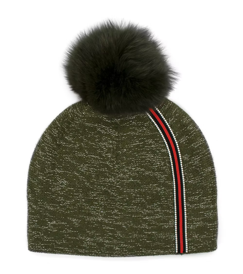 Khaki Stripe Pom Hat