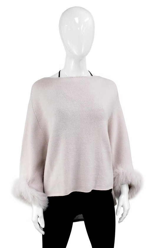 Dusty Pink Fur Trim Sweater