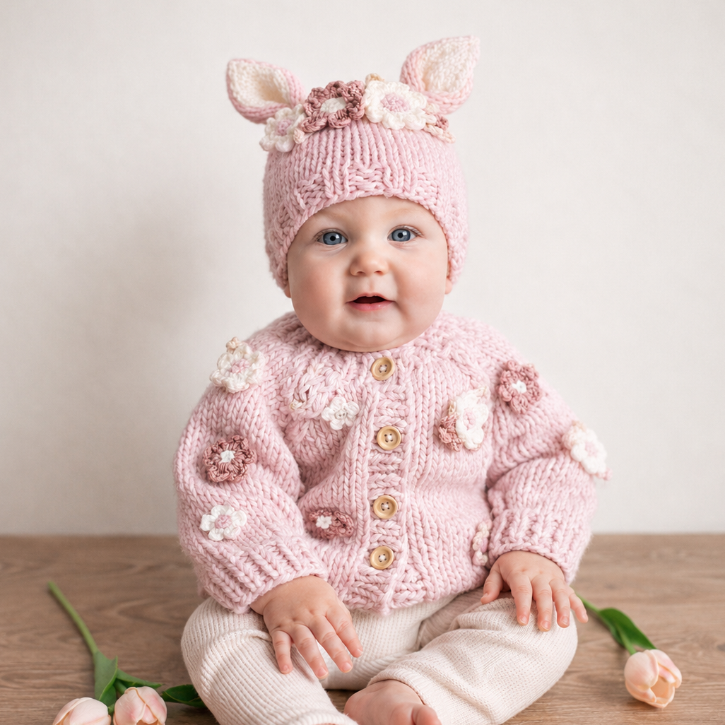 Blush Flower Cardigan Sweater