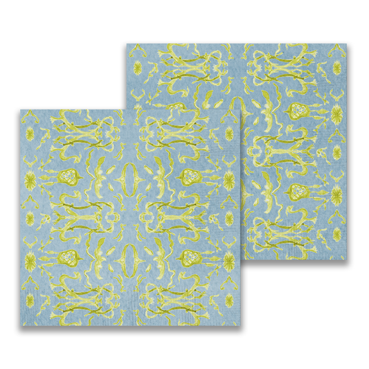 Blue Chartreuse Chinoiserie Cocktail Napkin