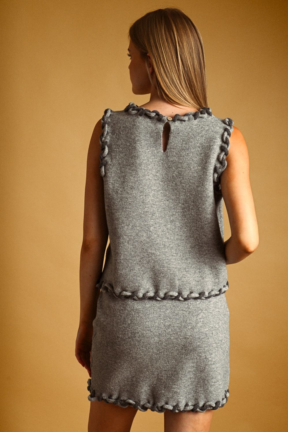 Braided  Grey Tank Sweater
