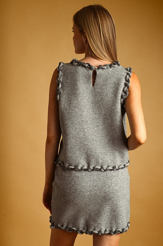 Braided  Grey Tank Sweater