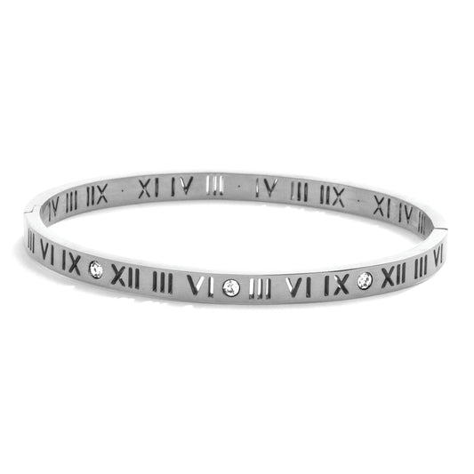 Silver Numeral Hinged Bracelet