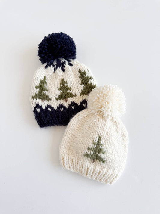 Cream Tree Knit Beanie