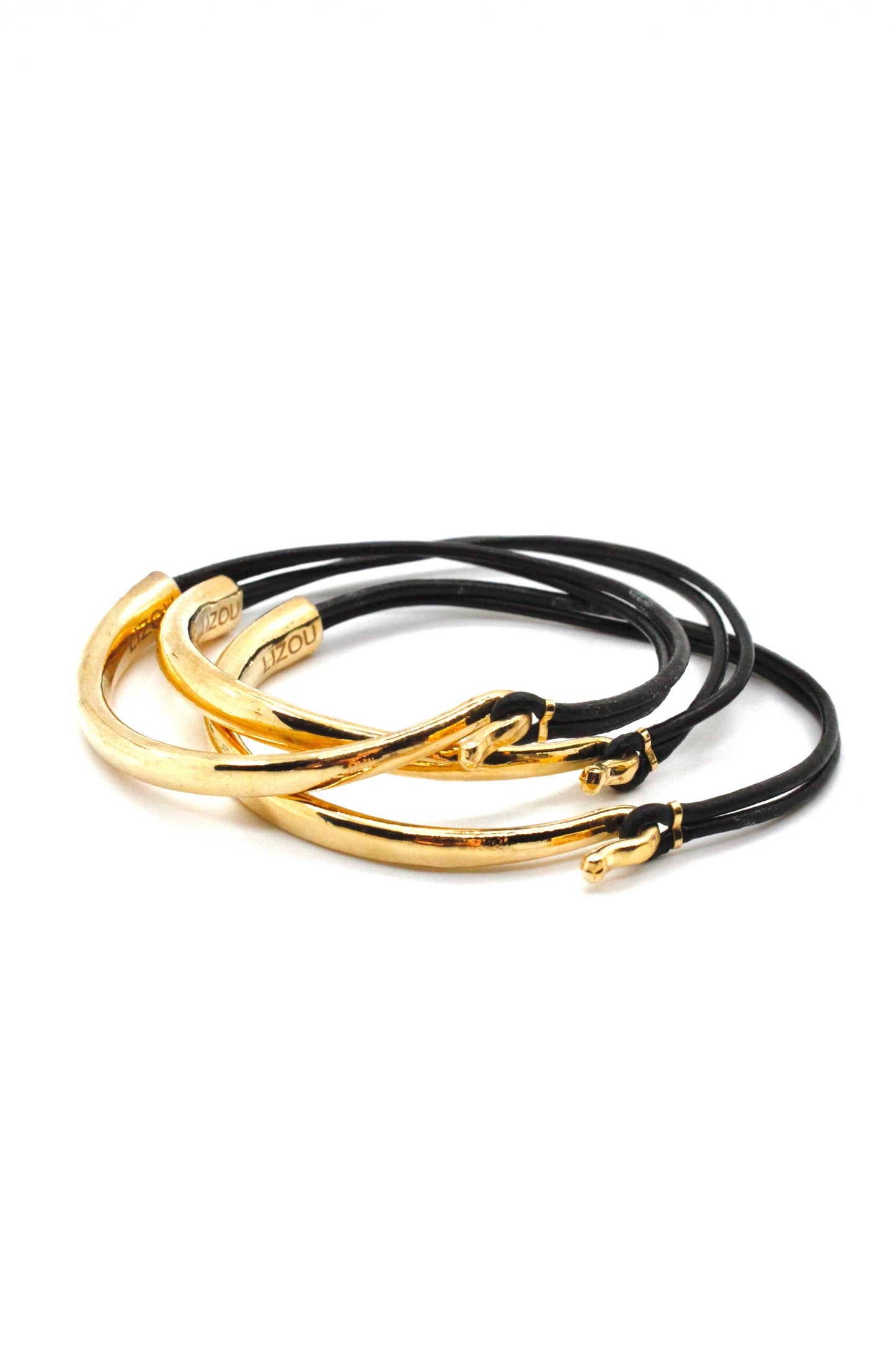 Black Leather Bangle Bracelet