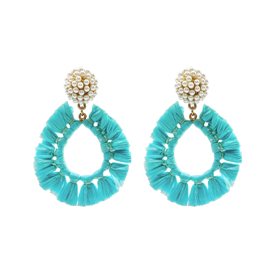 Turquoise Teardrop Raffia