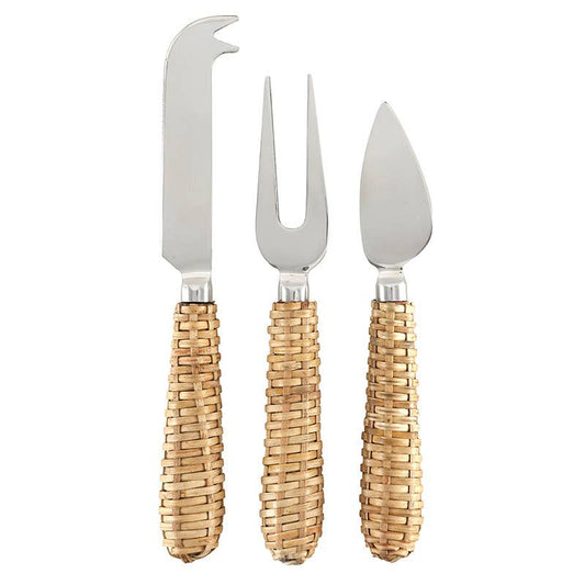 Rattan Cheese Knives Set