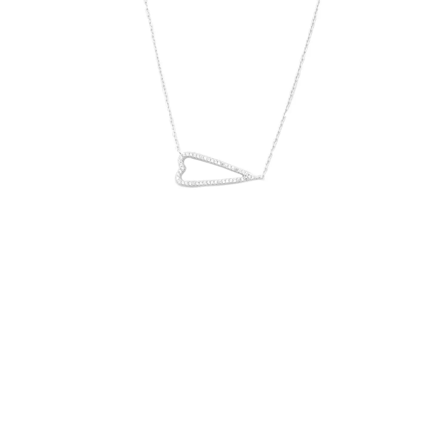 Pave Sideways Heart Necklace