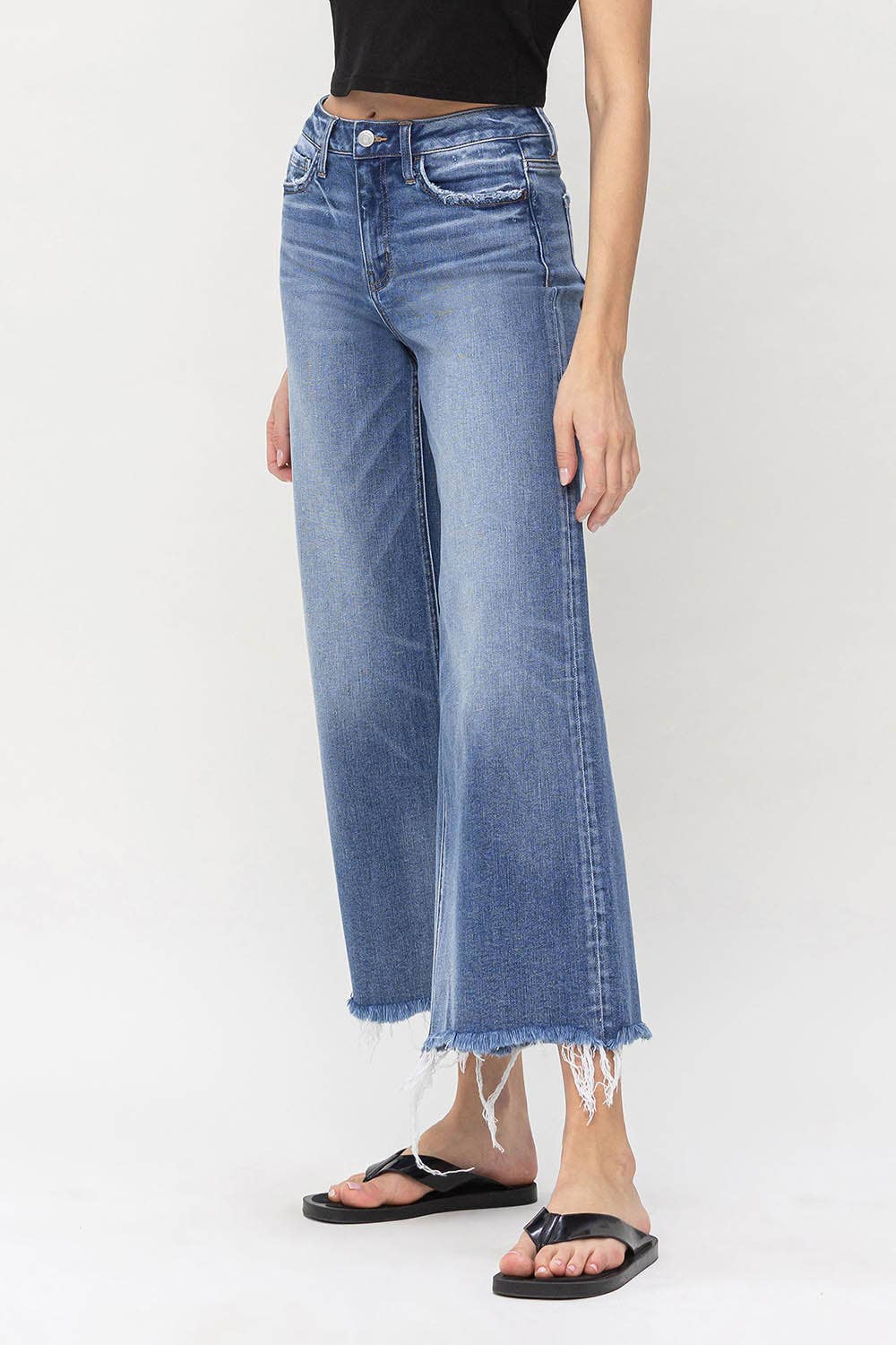 High Rise Crop Wide Leg Jeans F5204