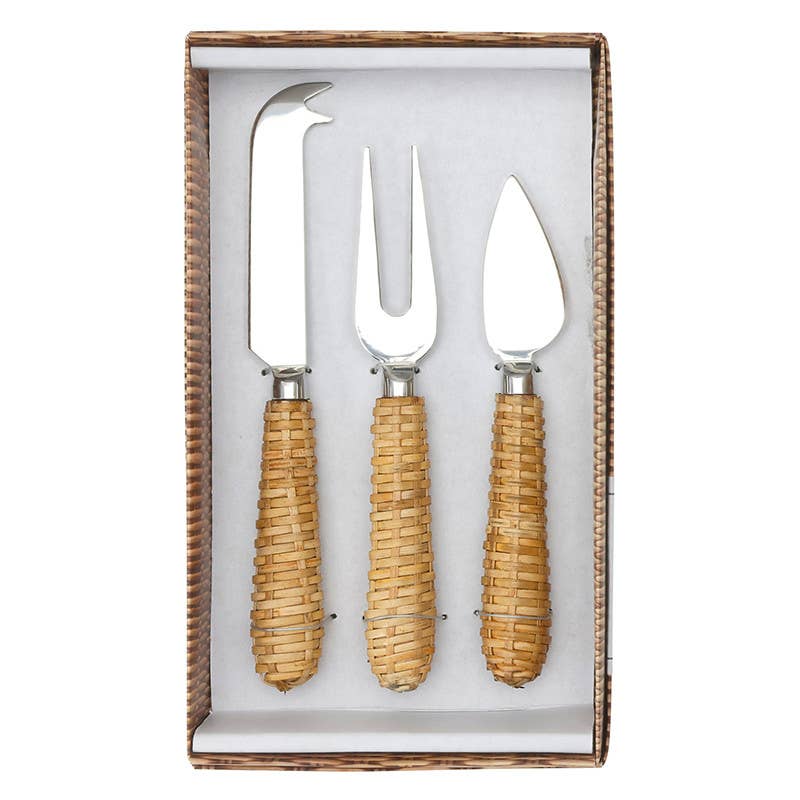 Rattan Cheese Knives Set
