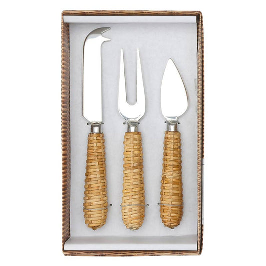 Rattan Cheese Knives Set