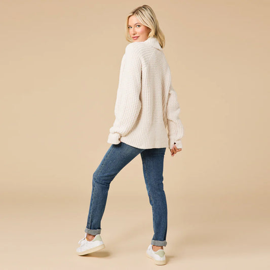 Almond Waffle Marshmallow Cocoon Cardigan