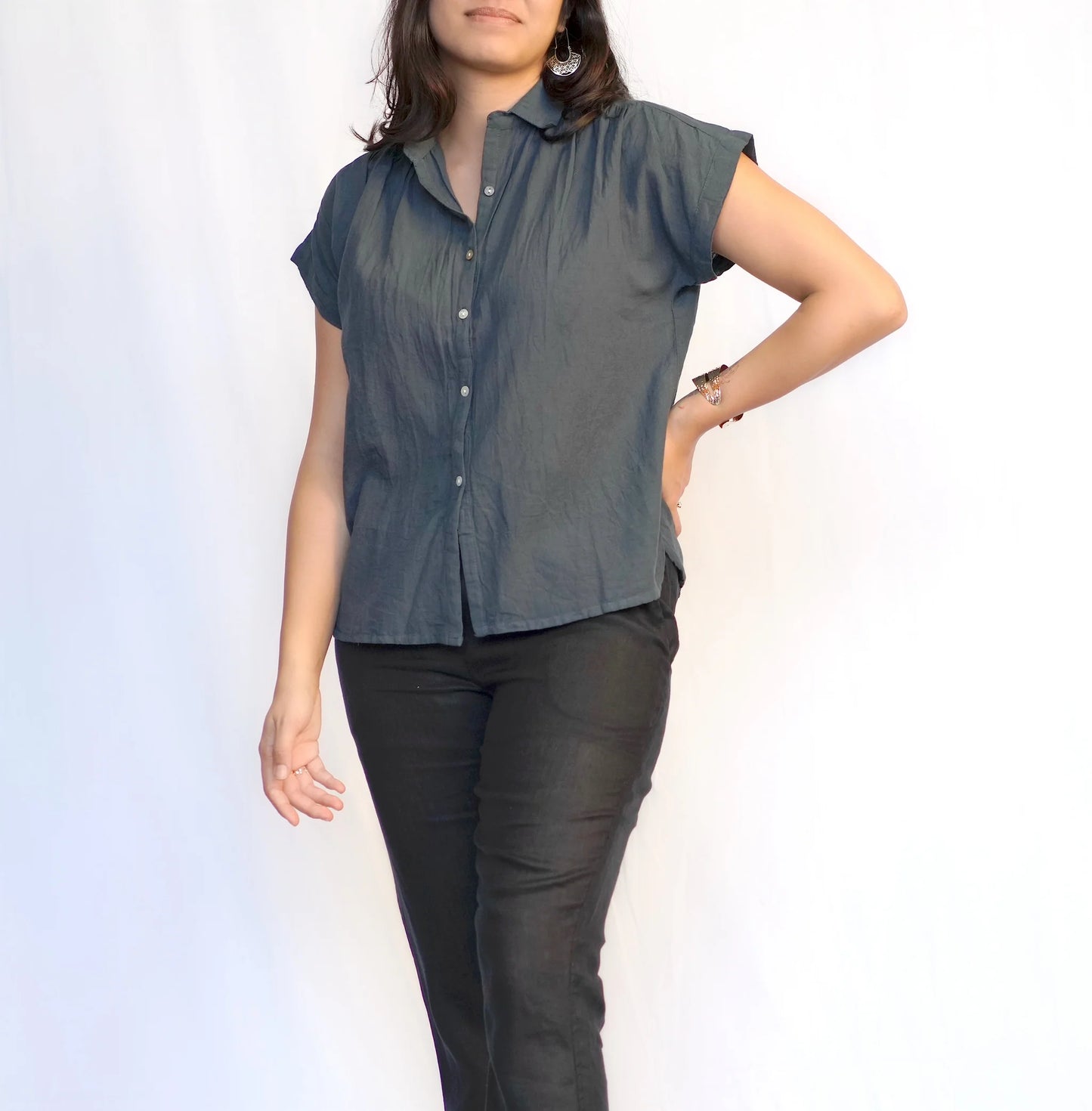 Erisha Charcoal Short Sleeve Top