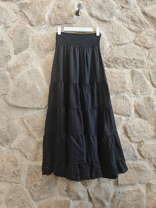 Black Linen Skirt