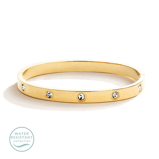 Cubic Zirconia Hinged Bracelet, Water Resistant
