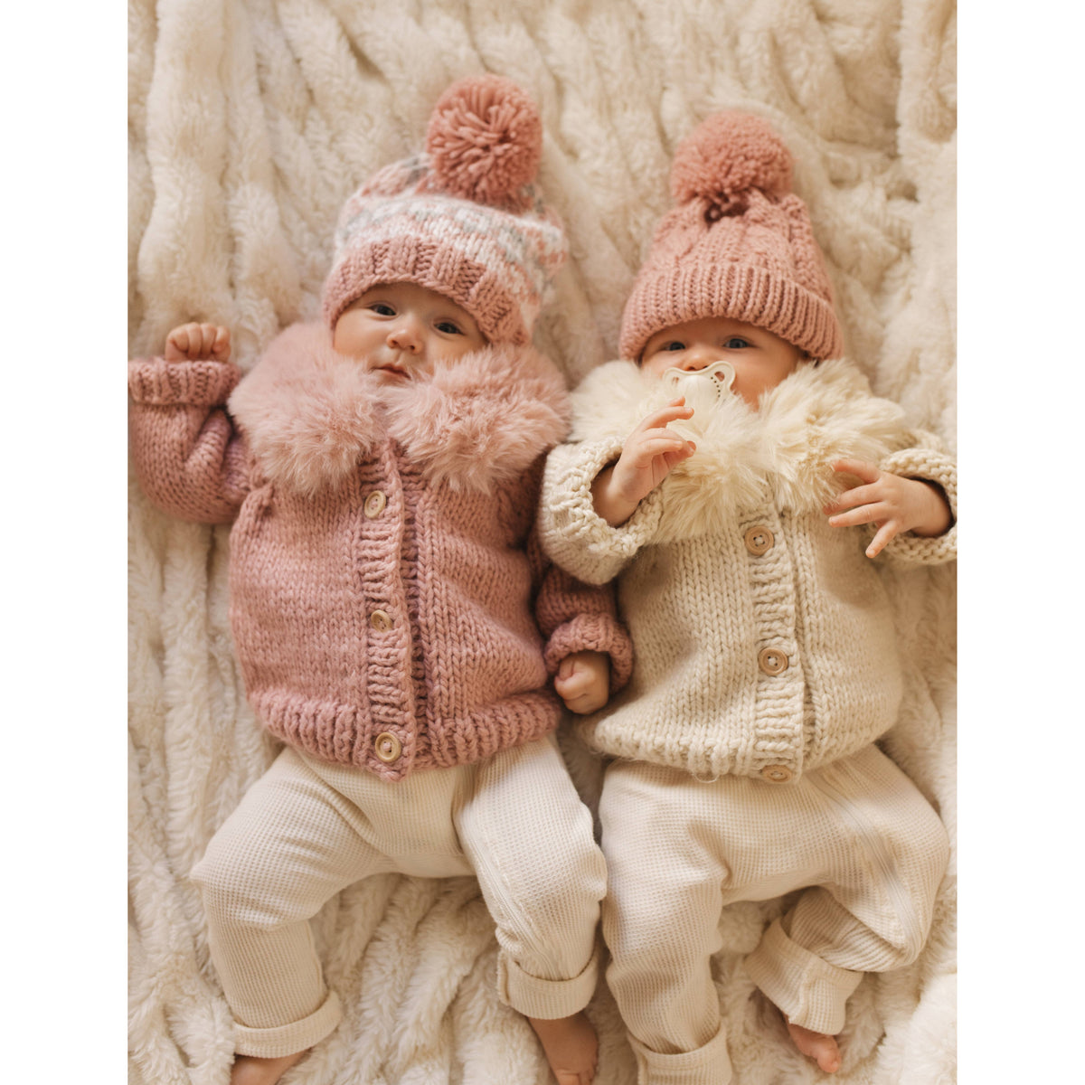 Fur Collar Natural Cardigan