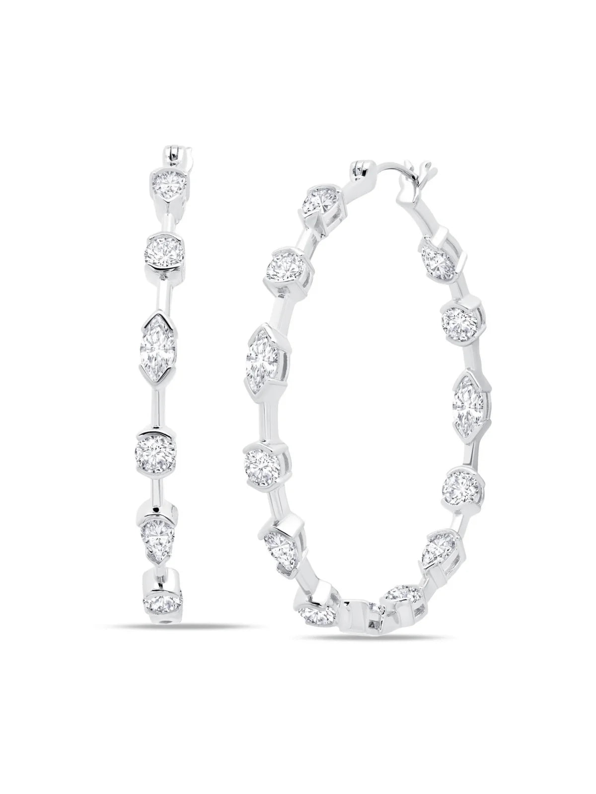 Lavish Cubic Zirconia Hoop Earrings in Platinum - 9011619E00CZ