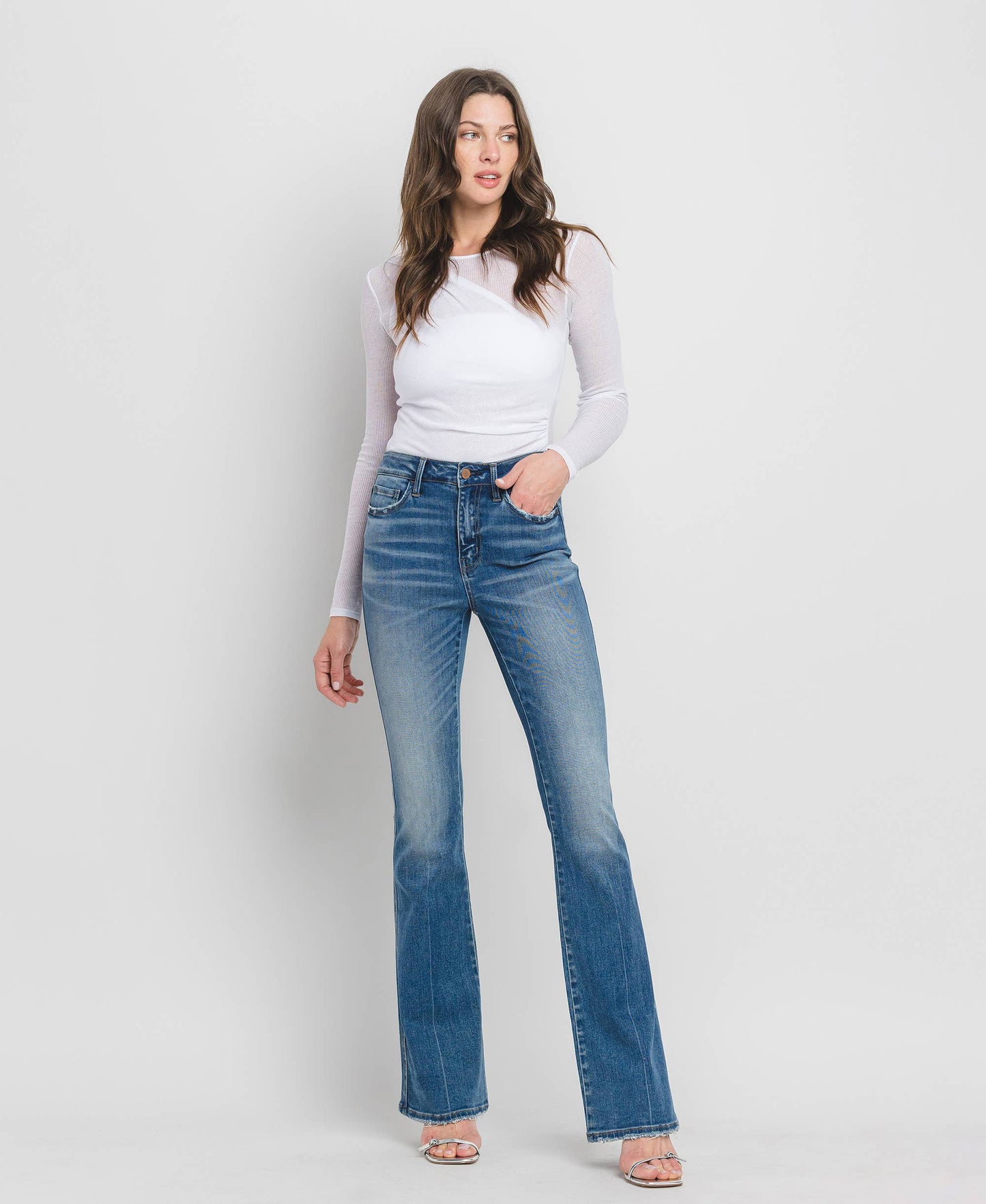 High Rise Full Length Bootcut Jeans F5099