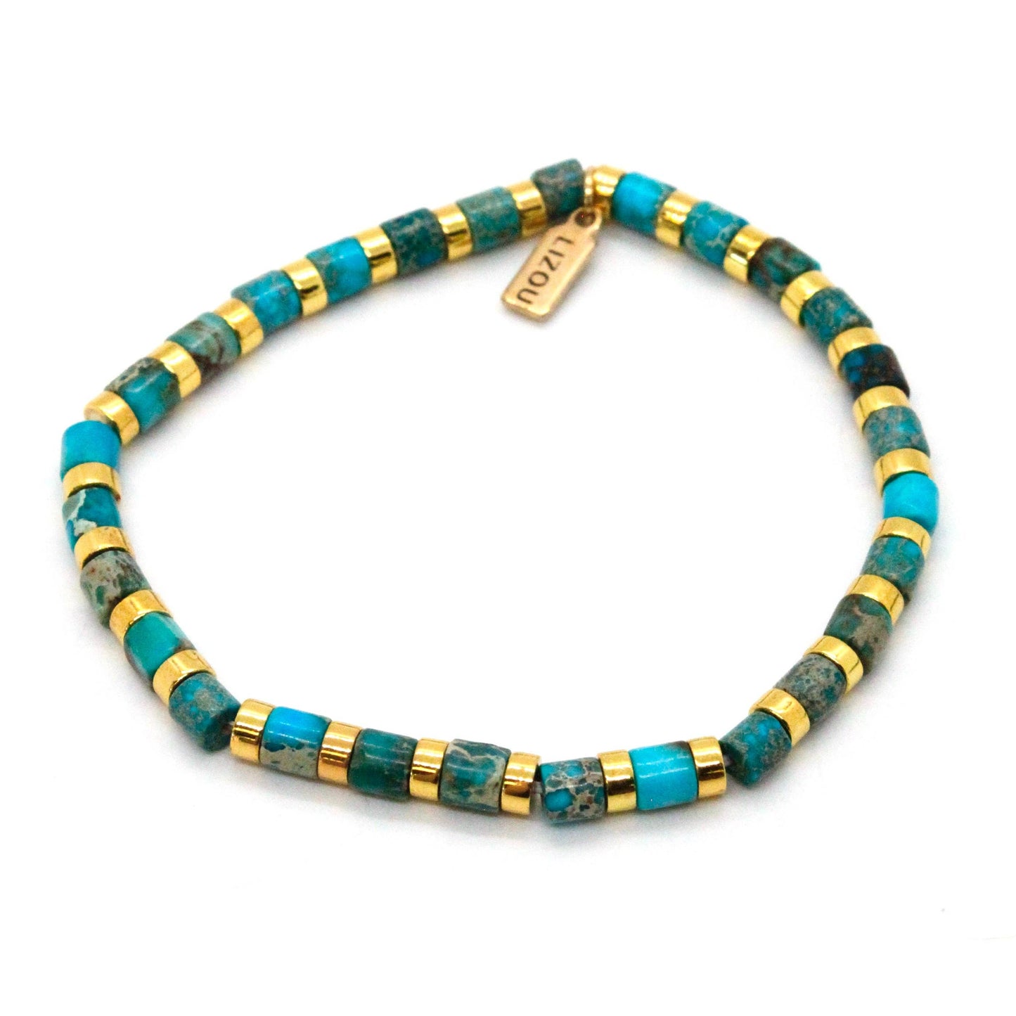 Turquoise Gold Stretch Bracelet