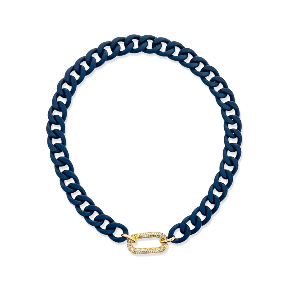Navy Chain with CZ Carabiner