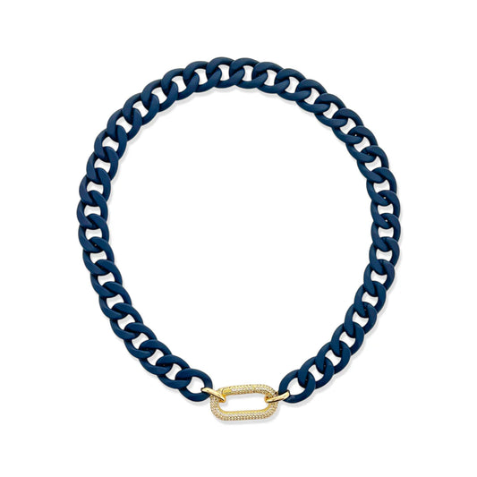 Navy Chain with CZ Carabiner