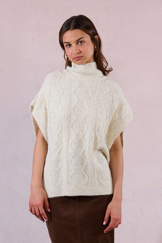 MB Off White Knitted Poncho