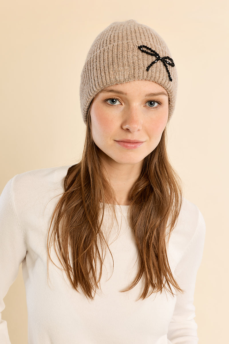 MB Bow Beige Beanie