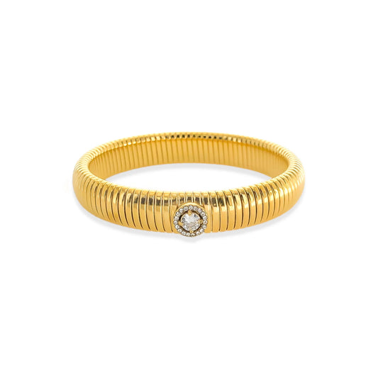 CZ Semi-Stretch Ribbed Bangle