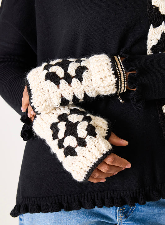 Black La Paz Crochet Fingerless Gloves