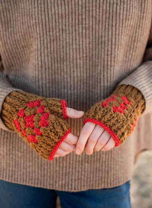 Red La Paz Crochet Fingerless Gloves