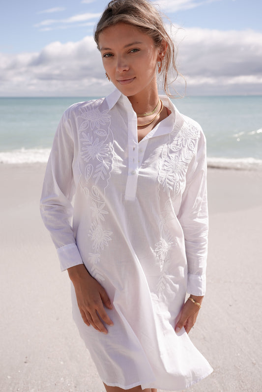 Penny White Embroidered Tunic