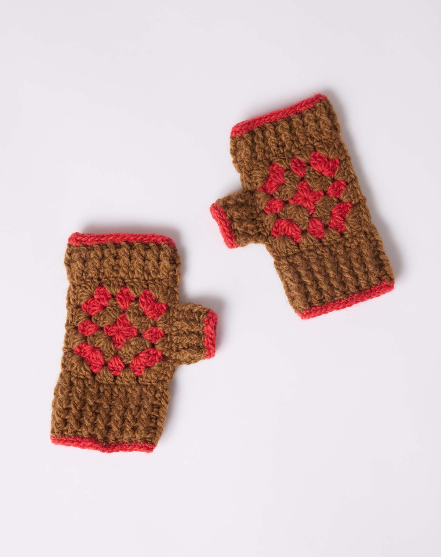 Red La Paz Crochet Fingerless Gloves