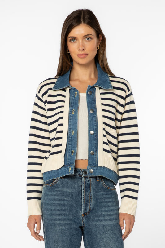 Francis Ivory Denim Stripe Jacket
