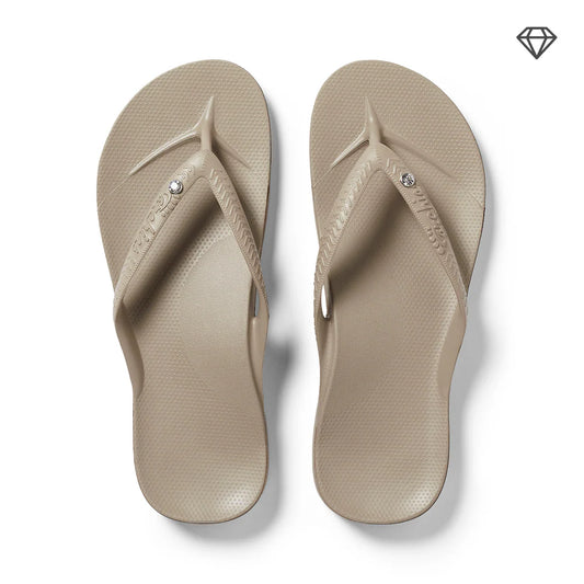 Taupe Crystal Flip Flops