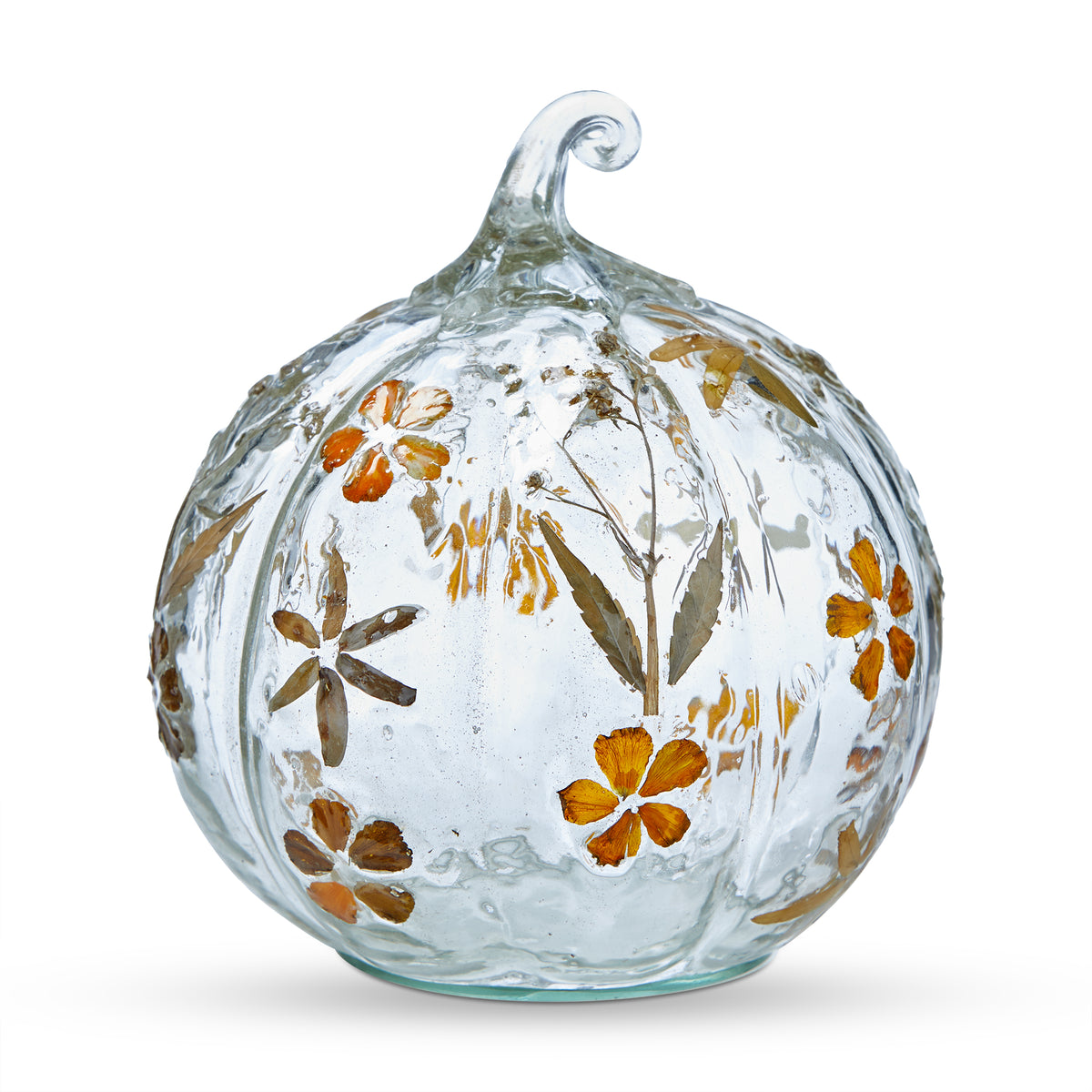 Glass Floral Pumpkin