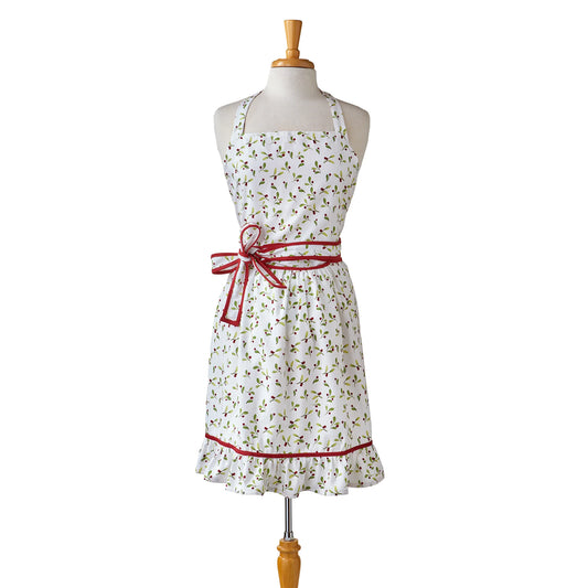 Winter Berries Ruffle Apron