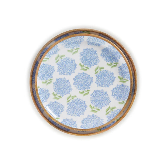 Hydrangea Wood Round Tray
