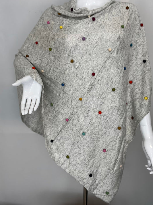 Cashmere Grey Pum Pum Poncho