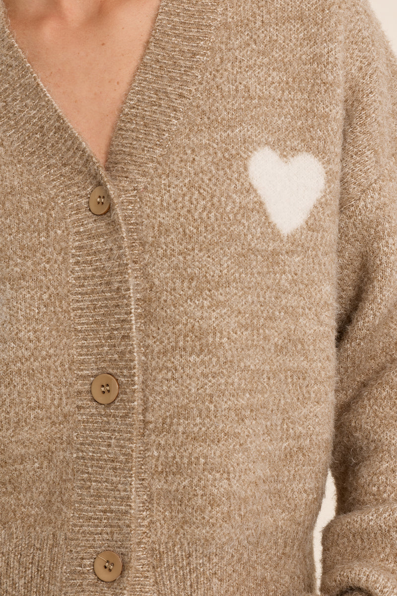 Beige Heart MB Cardigan
