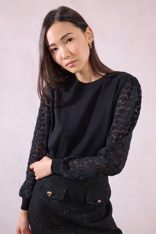 MB Black Heart Sleeve Sweater