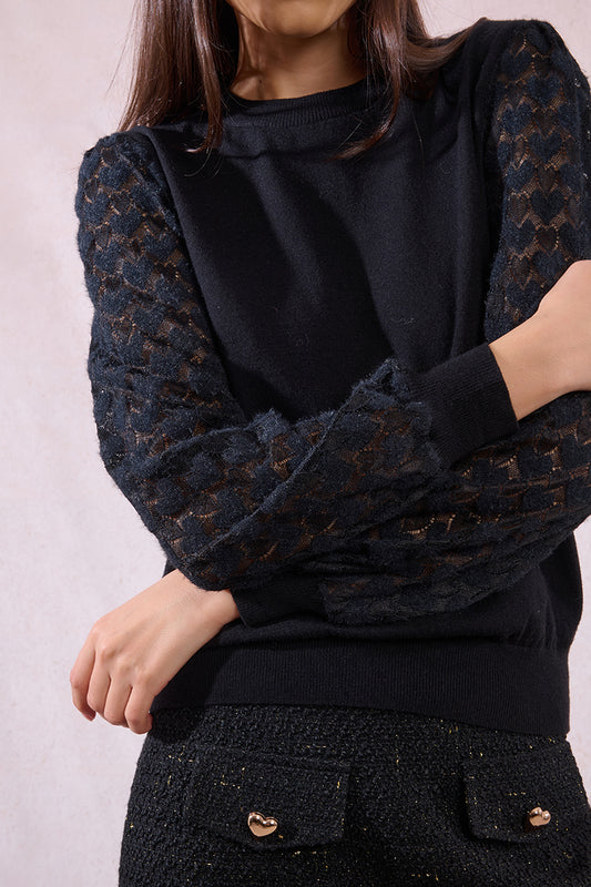 MB Black Heart Sleeve Sweater