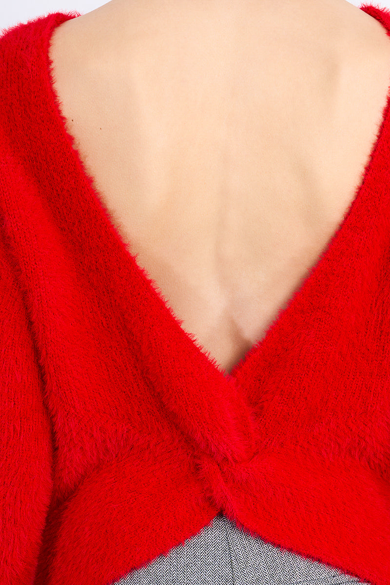 Red Twist Back Sweater